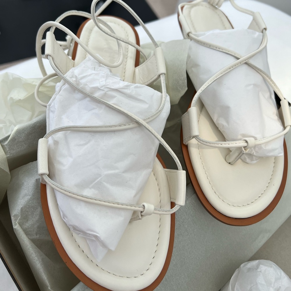 J. Crew Ivory Size 8 Leather Lace up Gladiator sandal. New in Box. Never worn.